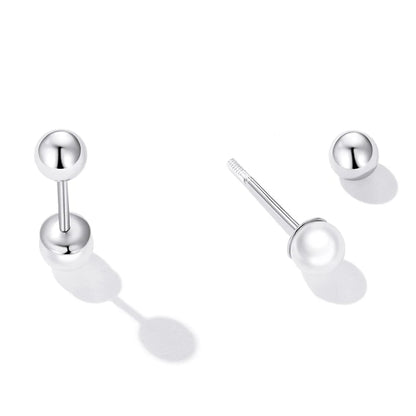 925 Sterling Silver Mini Ball Stud Earrings with Screw Back