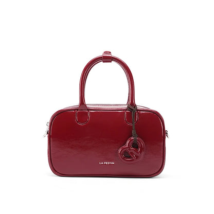 Genuine Leather Bowling Crossbody Bag