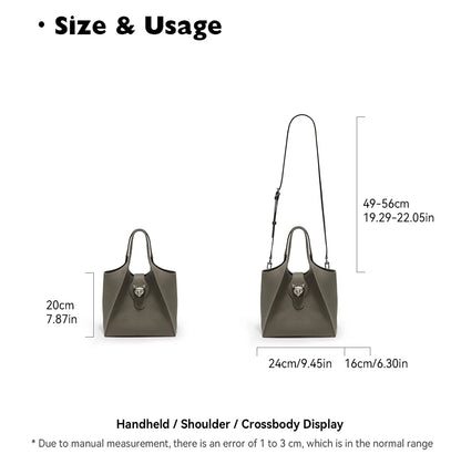 Genuine Leather Tote Bag – Soft Casual Style with Open Pocket
