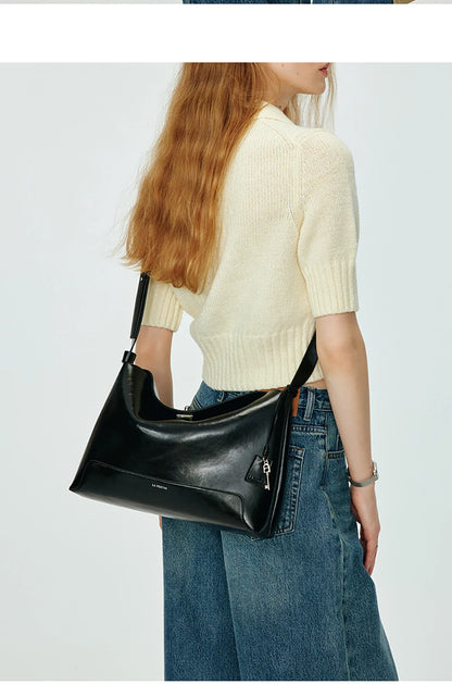 Split Leather Shoulder and Crossbody Tote Bag