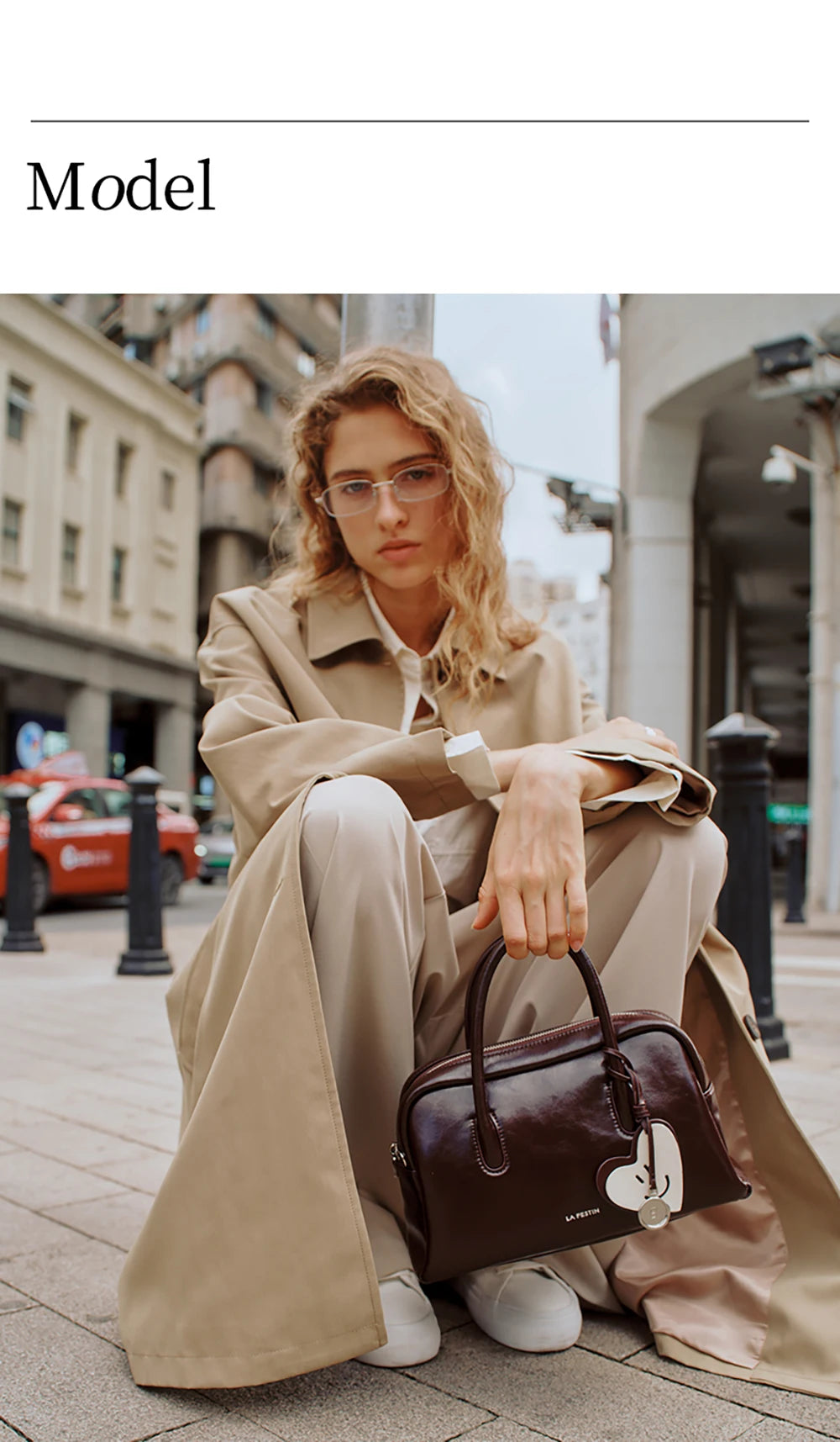 Split Leather Compact Shoulder and Crossbody Tote