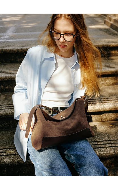 Split Leather Shoulder and Handbag Tote