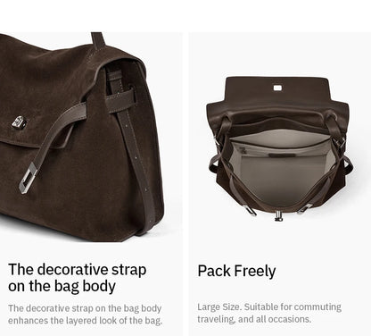 Split Leather Shoulder and Crossbody Tote