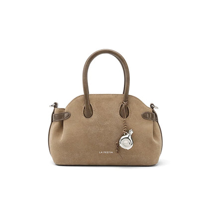 Split Leather Mini Bowling Tote