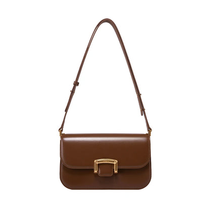Structured Split Leather Square Shoulder Bag