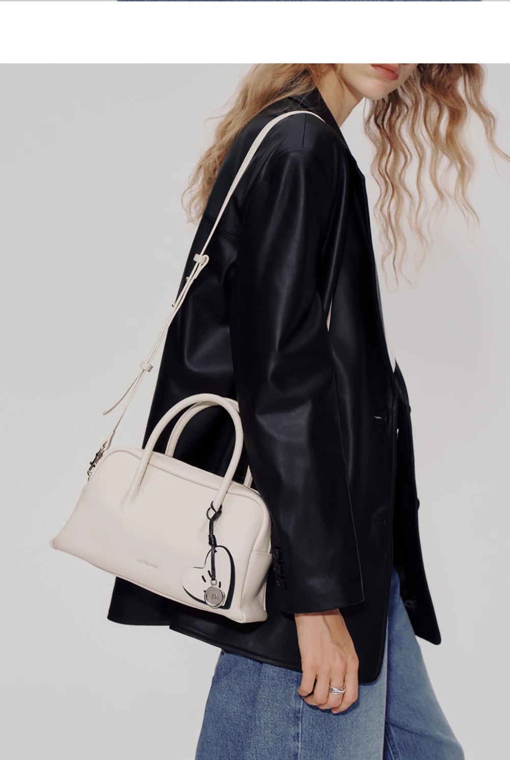 Split Leather Compact Shoulder and Crossbody Tote