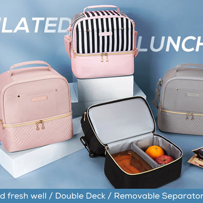 Thermal Double Deck Insulated Lunch Cooler Bag
