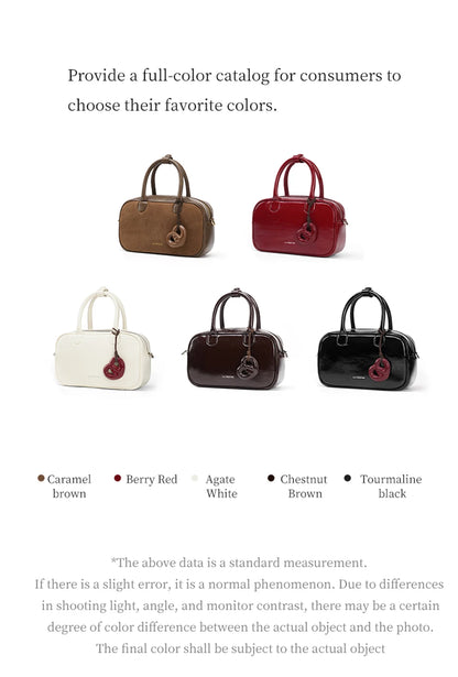 Genuine Leather Bowling Crossbody Bag