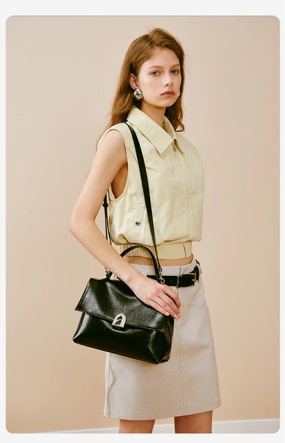 Split Leather Shoulder Crossbody Tote Bag