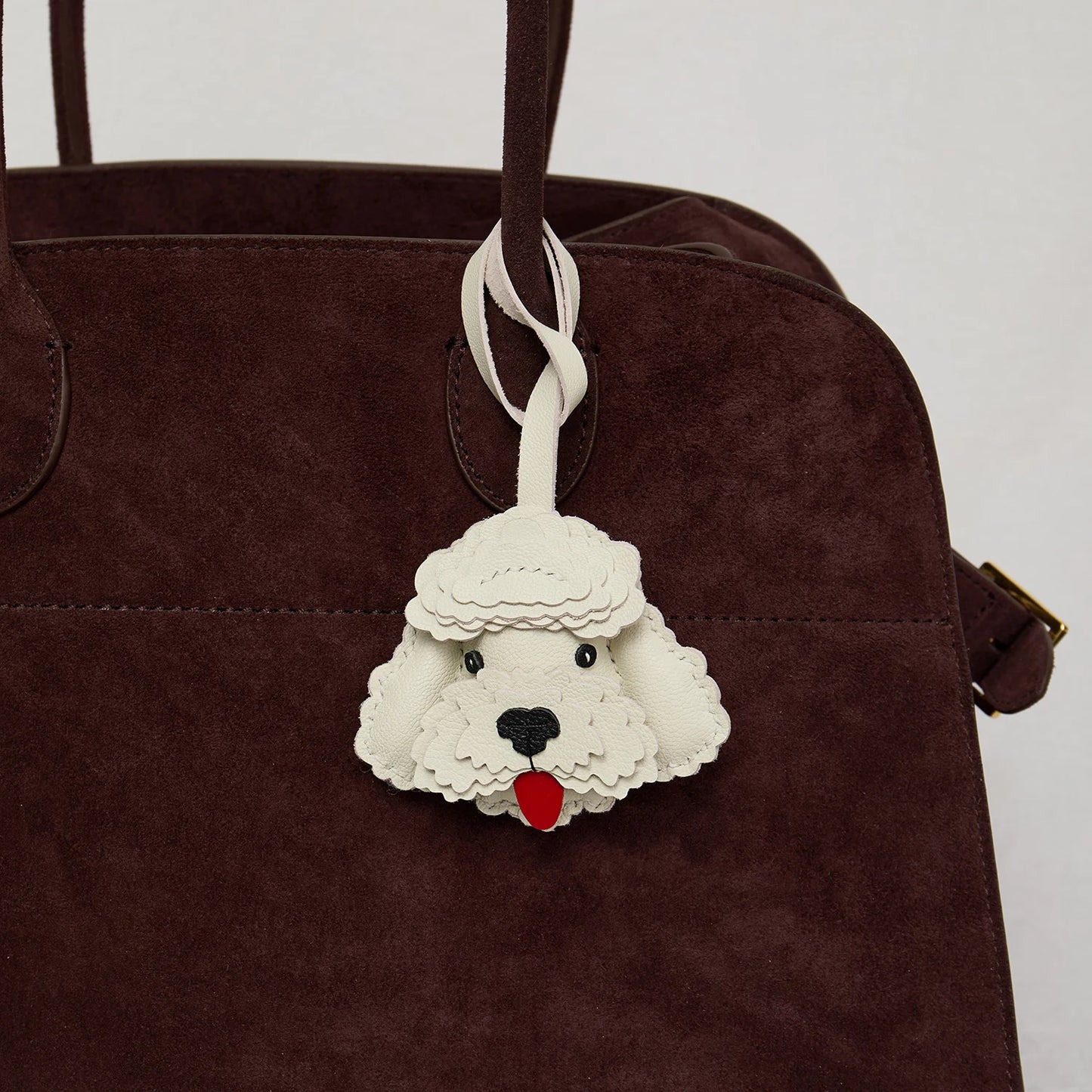 Schnauzer Leather Bag Charm Keychain