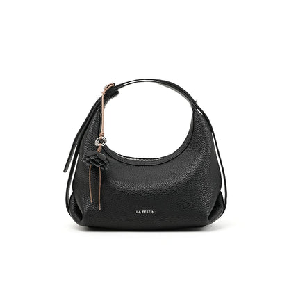 Genuine Leather Half Moon Shoulder and Crossbody Tote