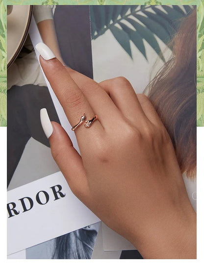 925 Sterling Silver Hug Ring with Open Adjustable Design