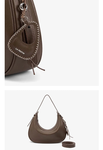 Genuine Leather Curved Tote Bag