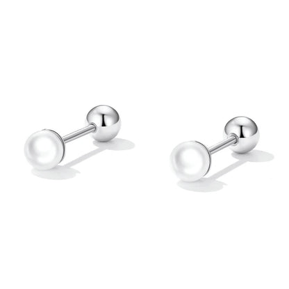 925 Sterling Silver Mini Ball Stud Earrings with Screw Back