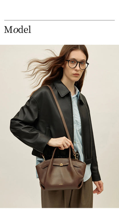 Split Leather Structured Tote Bag