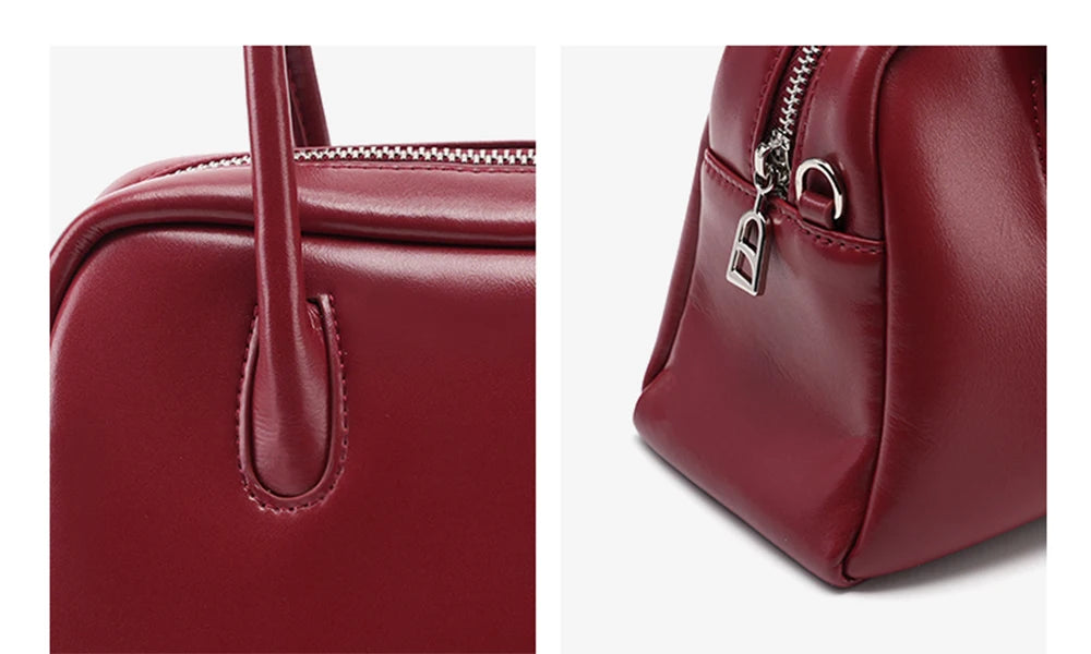 Soft Split Leather Small Tote Shoulder Bag