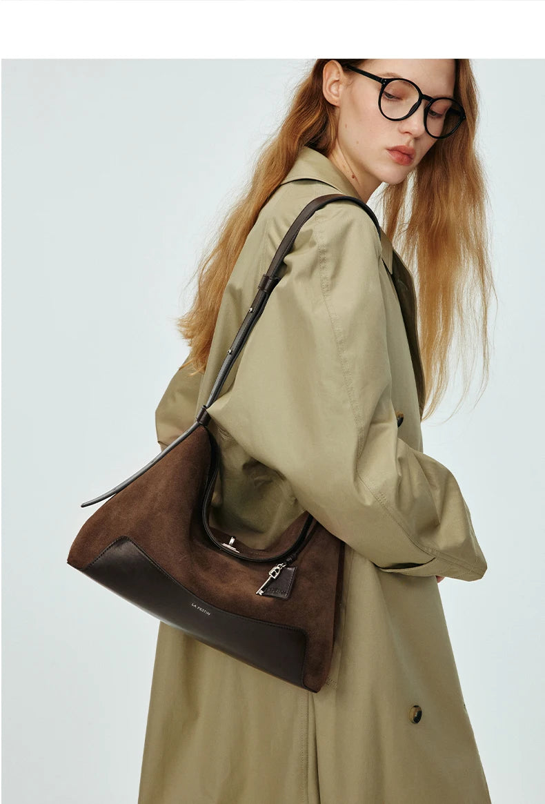 Split Leather Shoulder and Handbag Tote