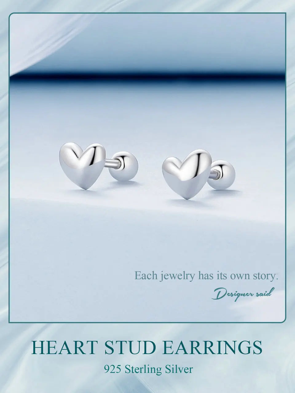 Mini Heart Stud Earrings – 925 Sterling Silver, Platinum Plated