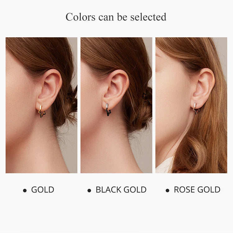 Star Hoop Earrings – Sterling Silver with Oxidized Finish