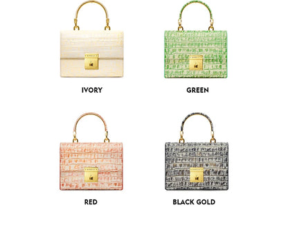 Genuine Leather Flap Shoulder Bag – Gold Lock Elegance