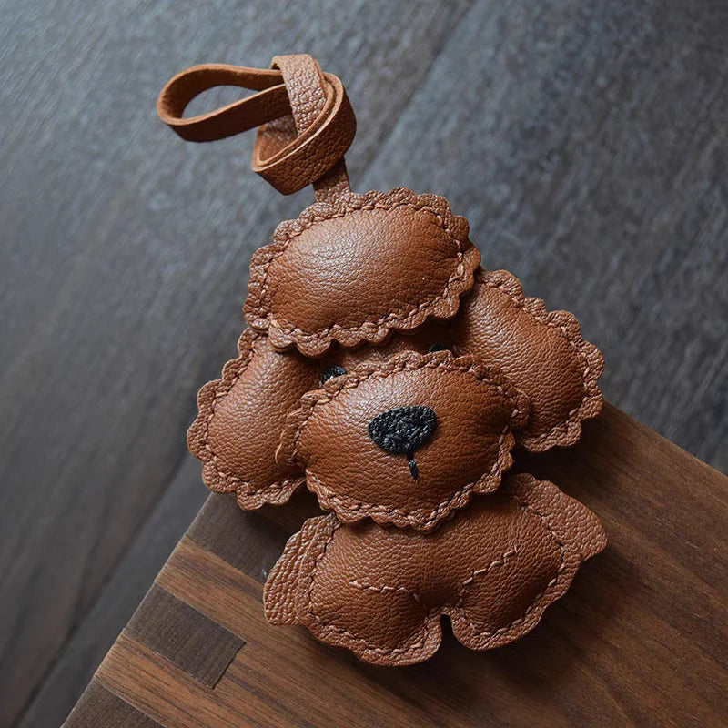 Schnauzer Leather Bag Charm Keychain