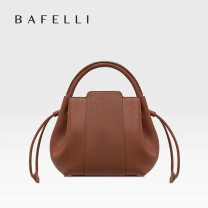 Soft Split Leather Bucket Bag – Casual Flap Shoulder Style