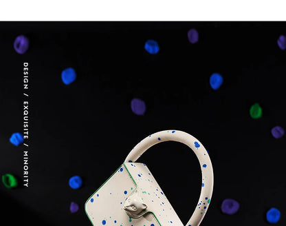 Genuine Leather Bucket Bag – Dot Pattern Drawstring