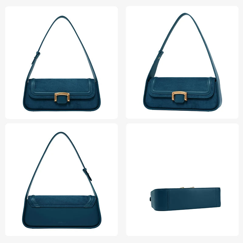 Split Leather Firm Shoulder Bag