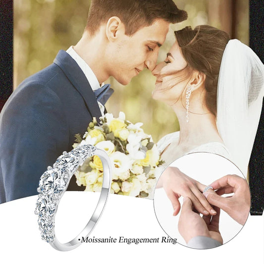 Delicate Moissanite Ring – 925 Sterling Silver Classic Wedding Band