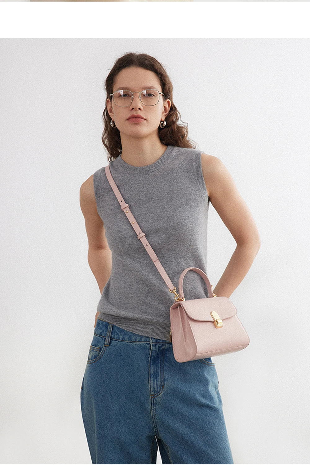 Split Leather Square Tote Bag