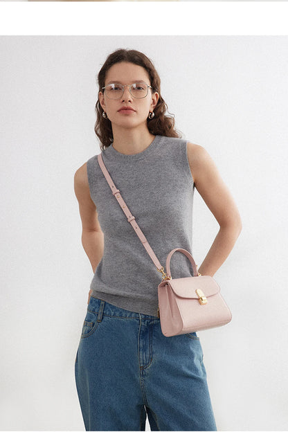 Split Leather Square Tote Bag