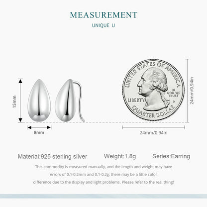 Glossy Waterdrop Stud Earrings – 925 Sterling Silver