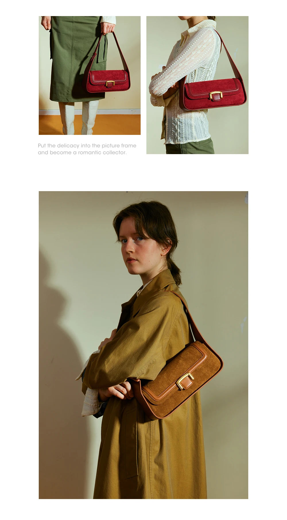 Split Leather Firm Shoulder Bag