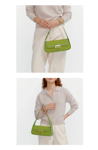 Split Leather Firm Shoulder Bag