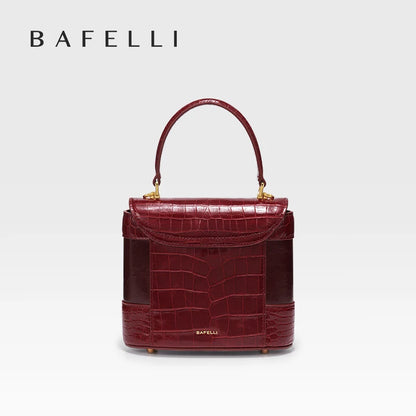 Genuine Leather Flap Shoulder Bag – Animal Texture with Lock