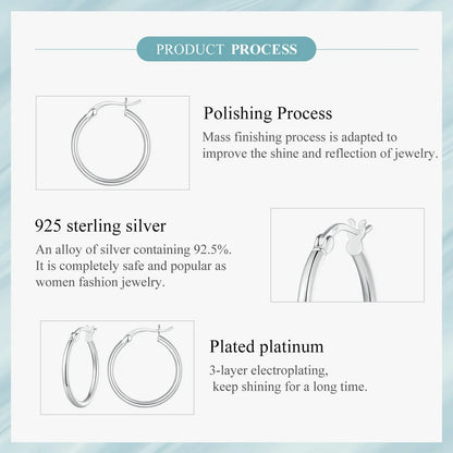 Hoop Earrings – 925 Sterling Silver, White Gold Plated