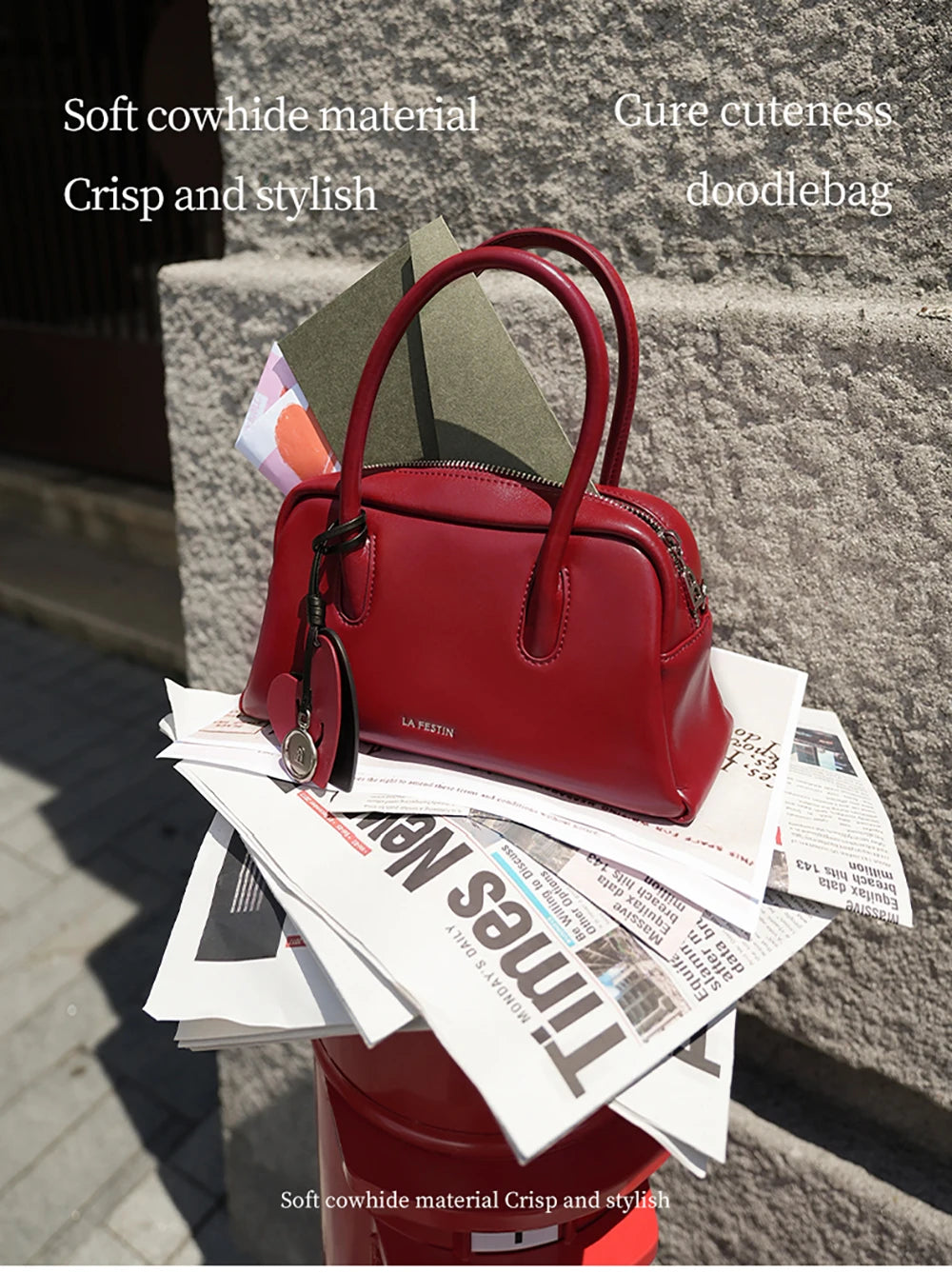 Soft Split Leather Small Tote Shoulder Bag