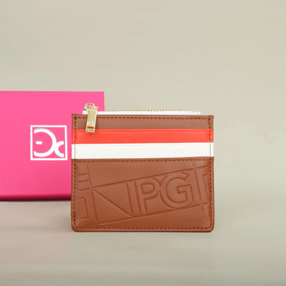 Compact Women’s PU Leather Monogram Wallet with Zipper and Card Slots