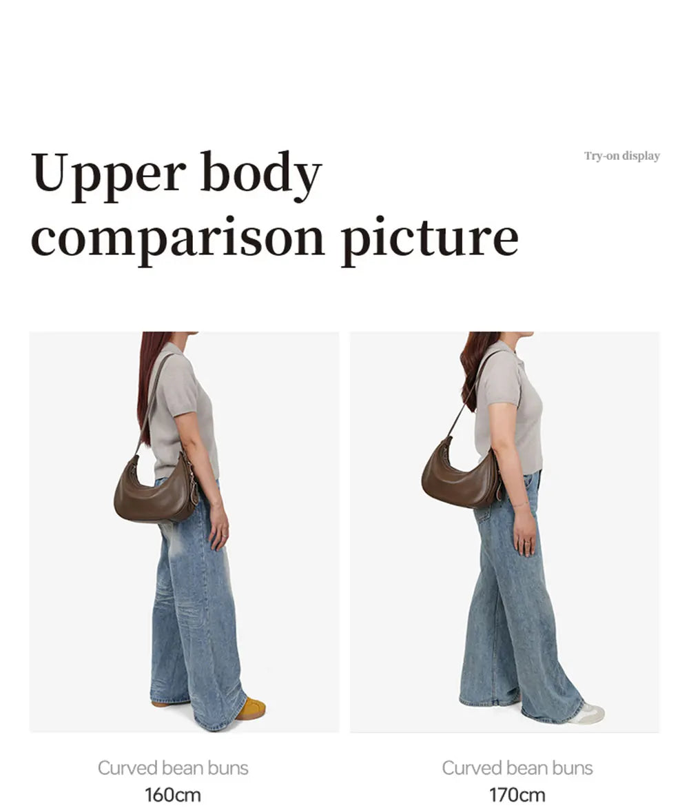 Genuine Leather Curved Tote Bag