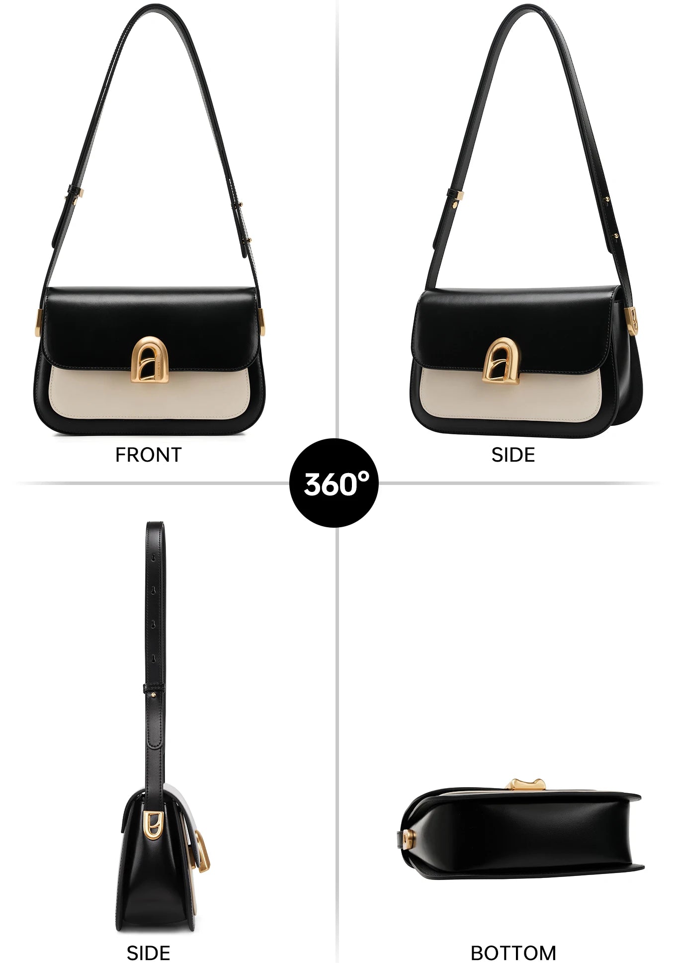 Split Leather Square Shoulder and Crossbody Bag