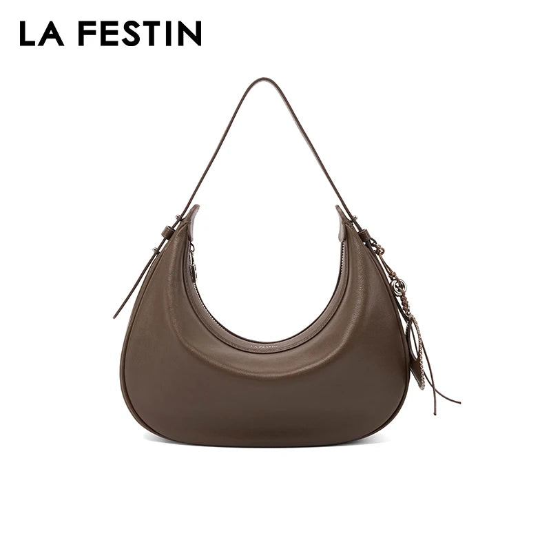 Genuine Leather Curved Tote Bag