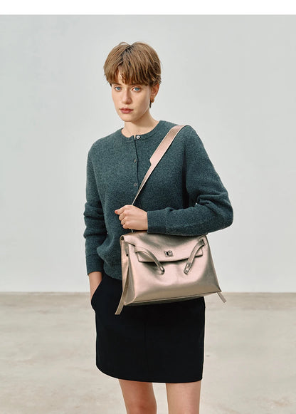 Split Leather Shoulder and Crossbody Tote