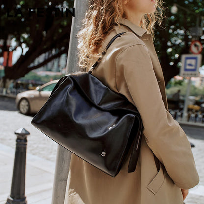 Genuine Leather Structured Tote Bag