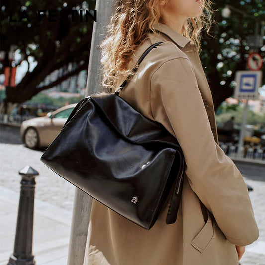 Genuine Leather Structured Tote Bag