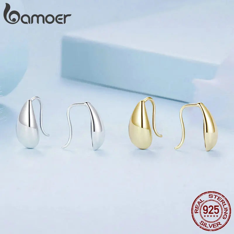 Glossy Waterdrop Stud Earrings – 925 Sterling Silver
