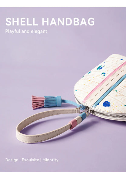 Genuine Leather Clutch – Floral Patchwork with Zipper