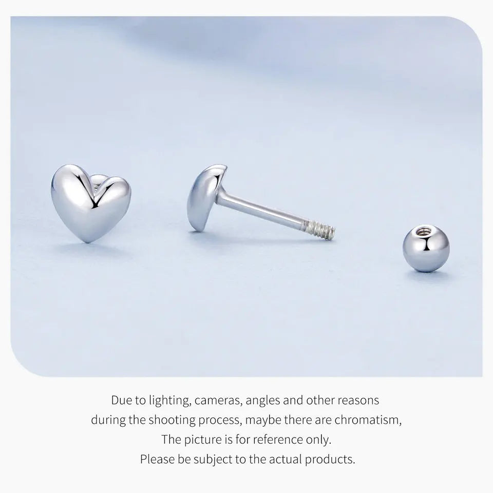 Mini Heart Stud Earrings – 925 Sterling Silver, Platinum Plated