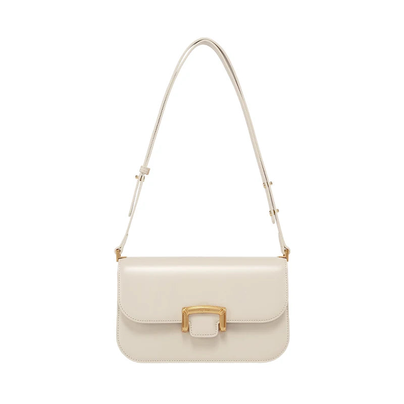 Structured Split Leather Square Shoulder Bag