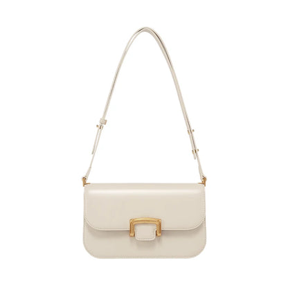Structured Split Leather Square Shoulder Bag
