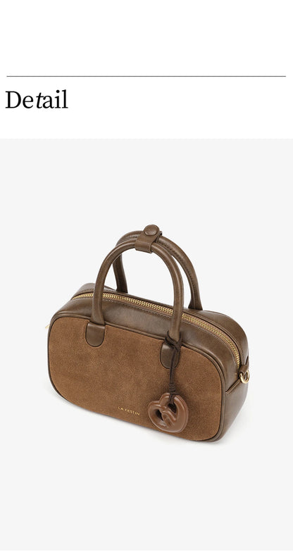 Genuine Leather Bowling Crossbody Bag